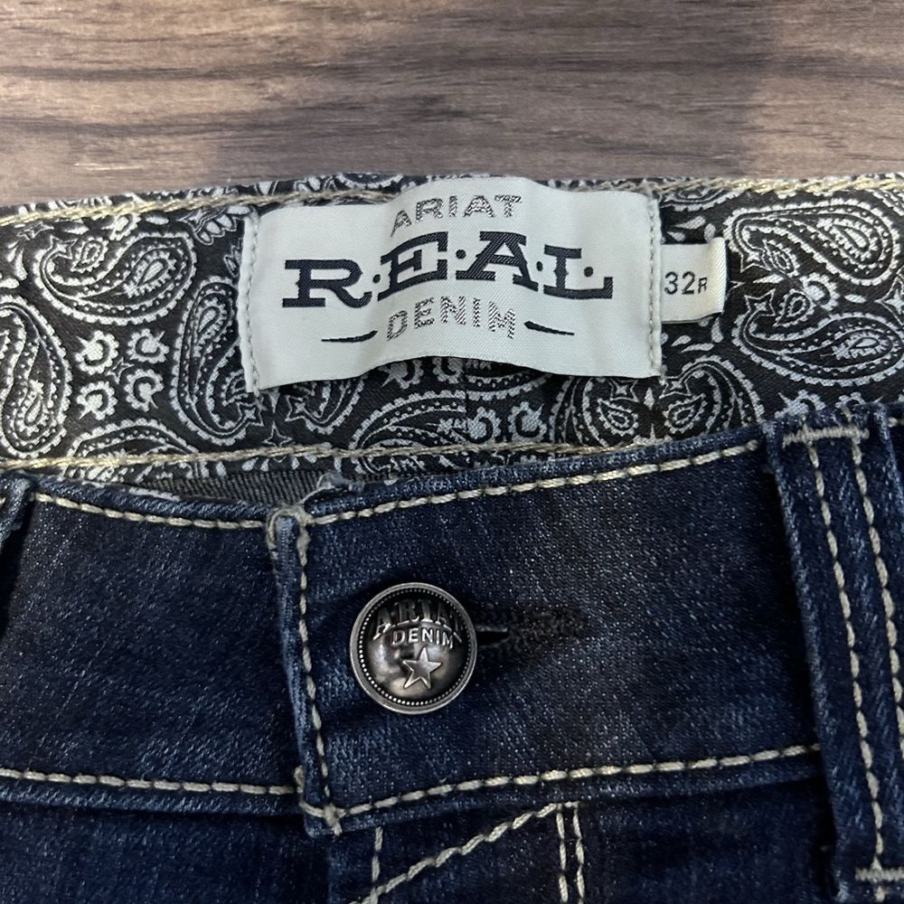 Ariat Real Denim Jeans Bootcut Flare Mid Rise Western Embroidered Women's 32R - Picture 4 of 9